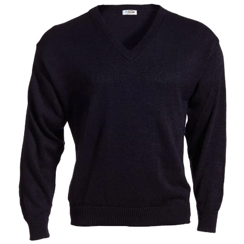 Edwards Unisex Navy Jersey Knit Acrylic Sweater Satin Blend Silk Blend Wool Blend
