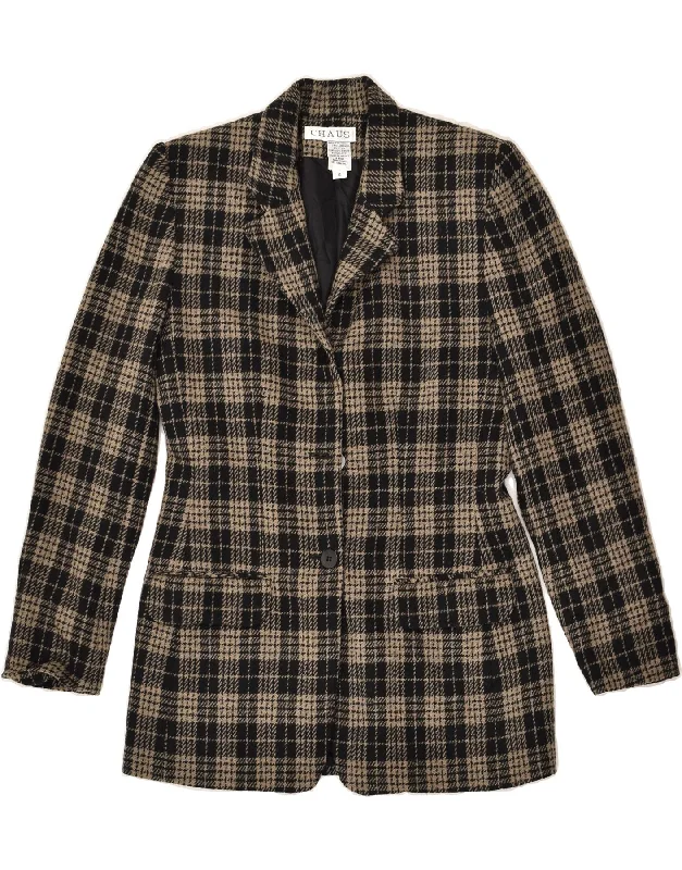 VINTAGE Womens 3 Button Blazer Jacket US 4 Small Beige Check Wool Print Jacket Jacquard Jacket Embroidered Jacket VINTAGE Womens 3 Button Blazer Jacket US 4 Small Beige Check Wool Print Jacket Jacquard Jacket Embroidered Jacket