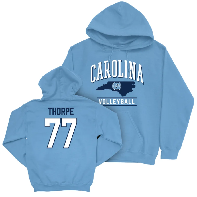 UNC Women's Volleyball Carolina Blue Arch Hoodie - Chelsea Thorpe Hoodie with Illustration Artistic Creative UNC Women's Volleyball Carolina Blue Arch Hoodie - Chelsea Thorpe Hoodie with Illustration Artistic Creative