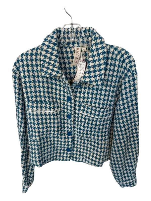 Dolan Size MP Teal & Cream Polyester Tweed Houndstooth Jacket Cotton Jacket Linen Jacket Terry Jacket Dolan Size MP Teal & Cream Polyester Tweed Houndstooth Jacket Cotton Jacket Linen Jacket Terry Jacket