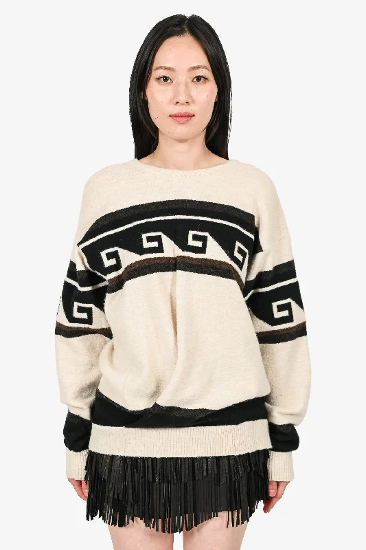 Isabel Marant Cream Alpaca/Wool Blend Aztec Printed Crewneck Sweater Size 34 Anti-Pilling Anti-Shrink Durable Isabel Marant Cream Alpaca/Wool Blend Aztec Printed Crewneck Sweater Size 34 Anti-Pilling Anti-Shrink Durable