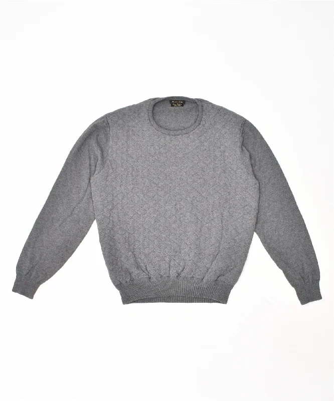 MASSIMO DUTTI Womens Crew Neck Jumper Sweater UK 18 XL Grey Polyester Layered Multi-layer Single Layer