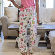 The Royal Standard TRS Women's Deck The Halls Sleep Pants Pink/White/Green Sleek Black Pants
