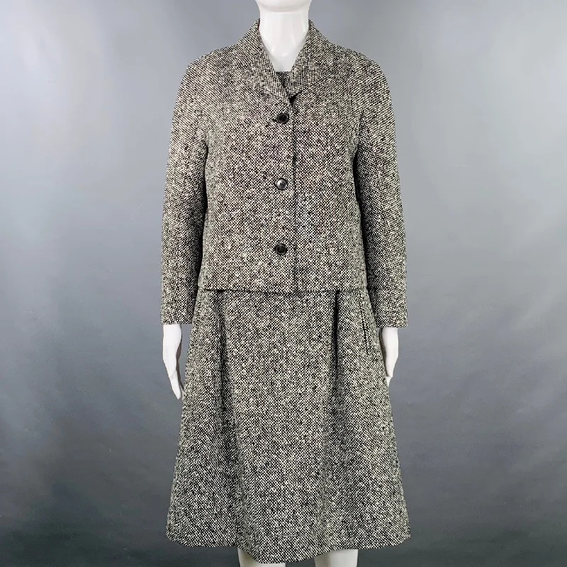 MICHAEL KORS COLLECTION Size 8 Black White Wool Blend Tweed Dress Jacket Set Quilted Jacket Puffer Jacket Insulated Jacket MICHAEL KORS COLLECTION Size 8 Black White Wool Blend Tweed Dress Jacket Set Quilted Jacket Puffer Jacket Insulated Jacket