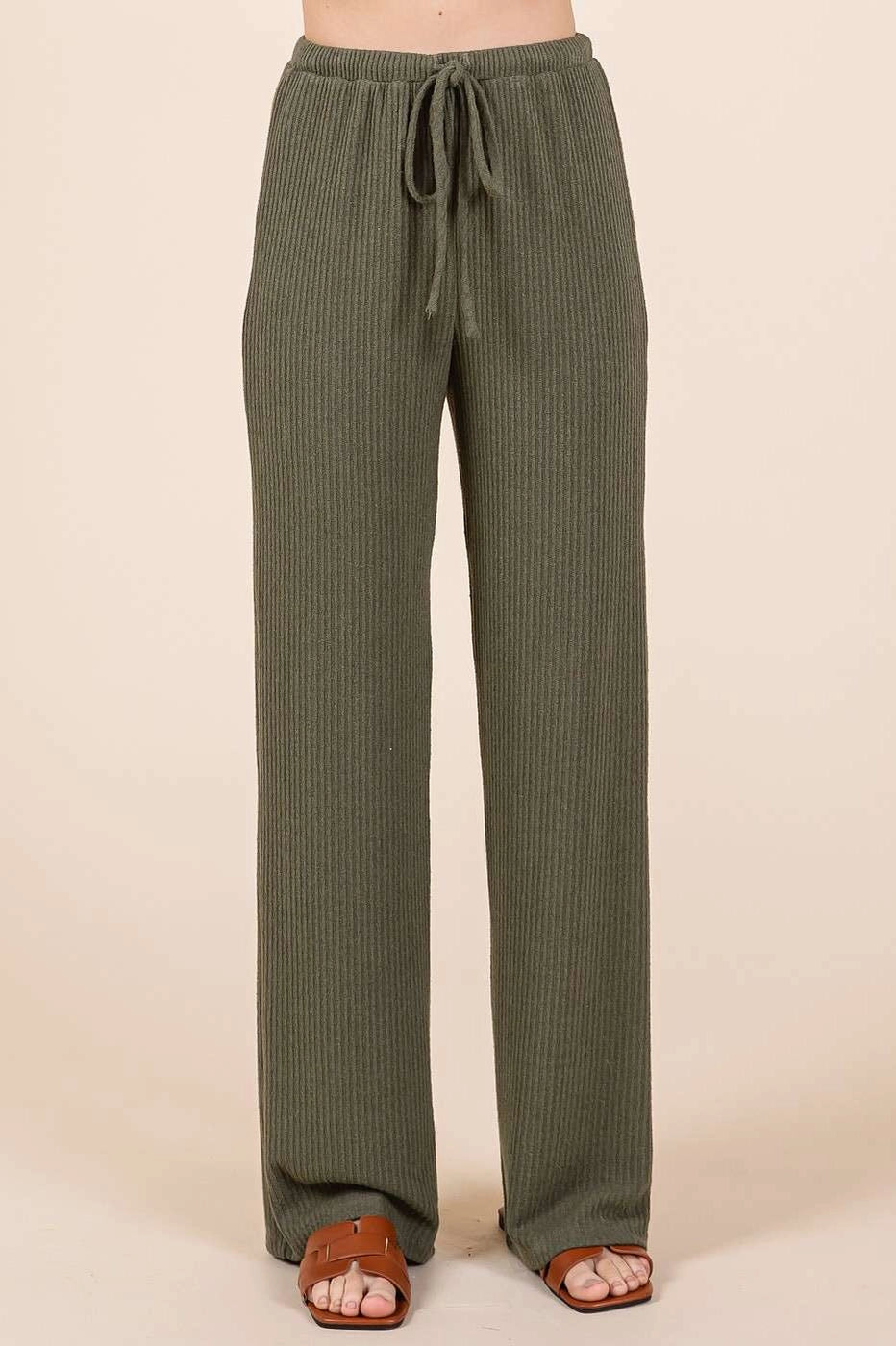 Rib Knit Pants Comfortable Jogging Pants