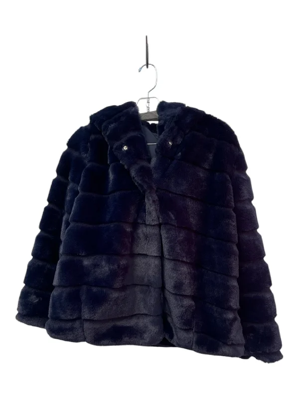 APPARIS Size Small Navy Acrylic Blend Faux Fur Side Pocket Snap Closure Jacket Tailored Jacket Straight Jacket A-Line Jacket APPARIS Size Small Navy Acrylic Blend Faux Fur Side Pocket Snap Closure Jacket Tailored Jacket Straight Jacket A-Line Jacket