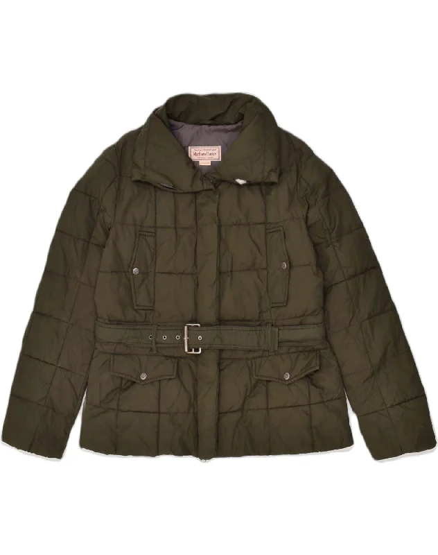 MARLBORO CLASSICS Womens Padded Jacket IT 48 XL Khaki Cotton Boat Neck Shawl Collar Notched Collar MARLBORO CLASSICS Womens Padded Jacket IT 48 XL Khaki Cotton Boat Neck Shawl Collar Notched Collar