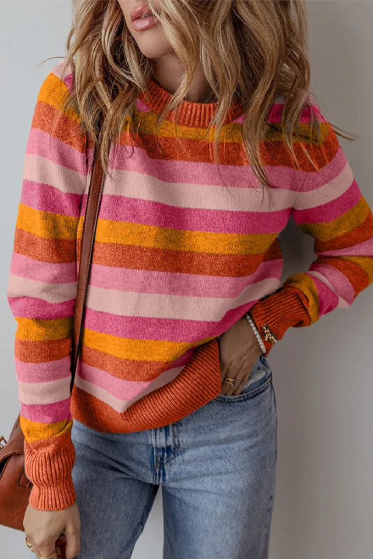 Bright Fall Colors Striped Sweater Polka Dot Checkered Tartan