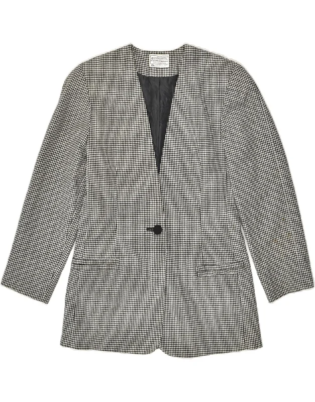 PENDLETON Womens 1 Button Blazer Jacket US 6 Medium White Houndstooth Appliqued Jacket Beaded Jacket Sequined Jacket PENDLETON Womens 1 Button Blazer Jacket US 6 Medium White Houndstooth Appliqued Jacket Beaded Jacket Sequined Jacket