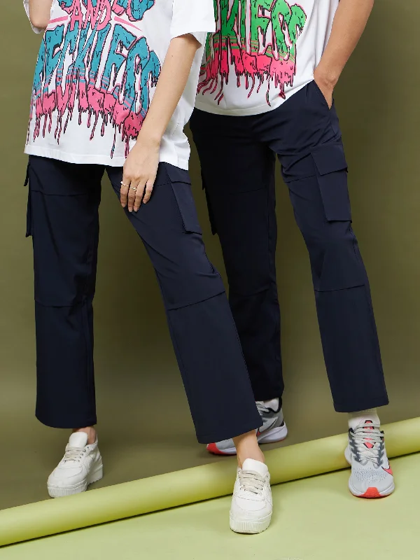 Unisex Navy Parachute Cargo Pants Formal Dress Pants