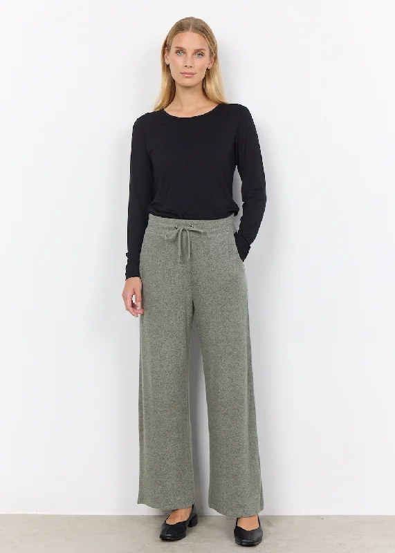 Biara 74 Pants in Dusty Green Trendy High-Waist Trousers