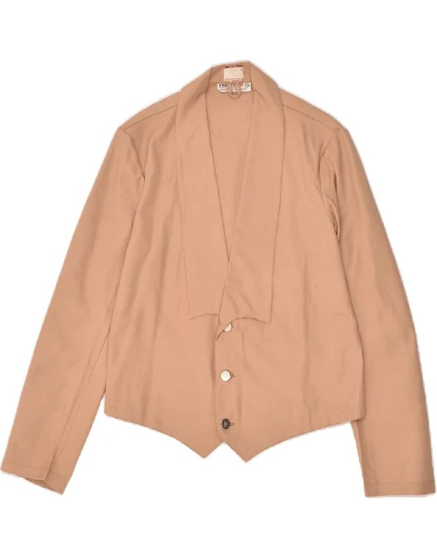 VINTAGE Womens 3 Button Blazer Jacket IT 50 XL Beige Cotton Fleece Fabric Down Fabric Feather Fabric VINTAGE Womens 3 Button Blazer Jacket IT 50 XL Beige Cotton Fleece Fabric Down Fabric Feather Fabric