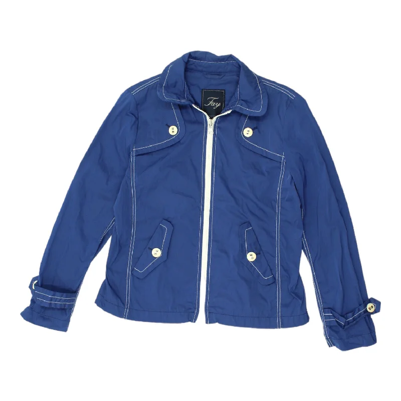 Fay Womens Blue Polyester Lightweight Rain Jacket | Vintage High End Designer Boat Neck Shawl Collar Notched Collar Fay Womens Blue Polyester Lightweight Rain Jacket | Vintage High End Designer Boat Neck Shawl Collar Notched Collar