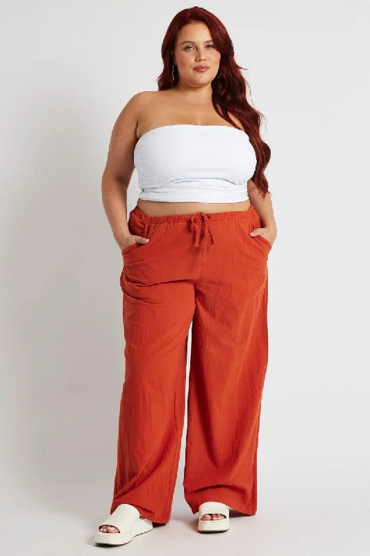 Brown Wide Leg Pants High Rise Chic Slim Fit Pants