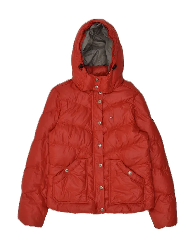 TOMMY HILFIGER Womens Hooded Padded Jacket UK 10 Small Red Nylon Plaid Jacket Tartan Jacket Houndstooth Jacket TOMMY HILFIGER Womens Hooded Padded Jacket UK 10 Small Red Nylon Plaid Jacket Tartan Jacket Houndstooth Jacket