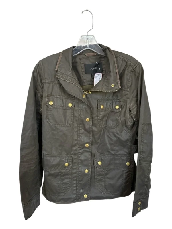J. Crew Size S Green Coated Canvas Full Zip Jacket Plaid Jacket Tartan Jacket Houndstooth Jacket J. Crew Size S Green Coated Canvas Full Zip Jacket Plaid Jacket Tartan Jacket Houndstooth Jacket