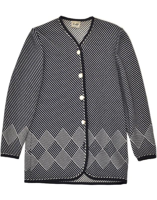 LIOLA Womens 4 Button Blazer Jacket UK 14 Medium Navy Blue Striped Wool Cotton Jacket Linen Jacket Terry Jacket LIOLA Womens 4 Button Blazer Jacket UK 14 Medium Navy Blue Striped Wool Cotton Jacket Linen Jacket Terry Jacket
