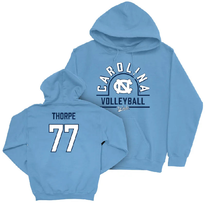 UNC Women's Volleyball Carolina Blue Classic Hoodie - Chelsea Thorpe Hoodie with Typography Text Message UNC Women's Volleyball Carolina Blue Classic Hoodie - Chelsea Thorpe Hoodie with Typography Text Message