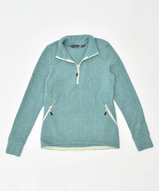 EDDIE BAUER Womens Fleece Zip Neck Jumper Sweater UK 8 Small Green Fleece Sweater Nylon Polyester