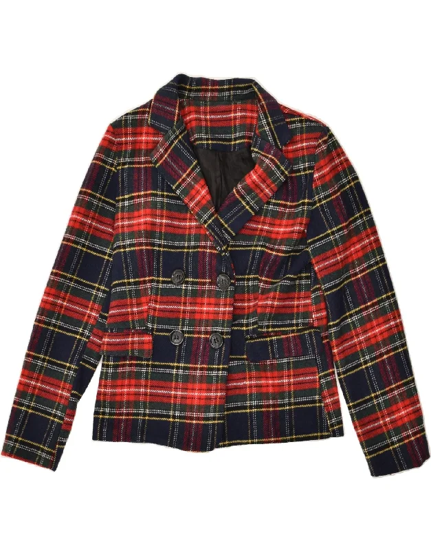 VINTAGE Womens Double Breasted Blazer Jacket UK 14 Medium Red Check Denim Jacket Leather Jacket Suede Jacket VINTAGE Womens Double Breasted Blazer Jacket UK 14 Medium Red Check Denim Jacket Leather Jacket Suede Jacket