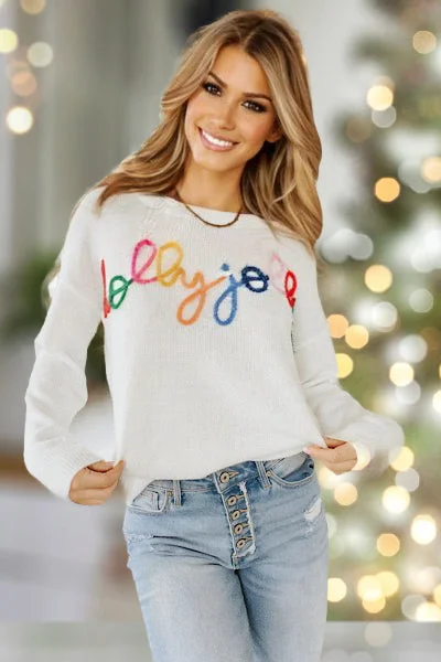 Holly Jolly Sweater - White Elasticated Padded Insulated