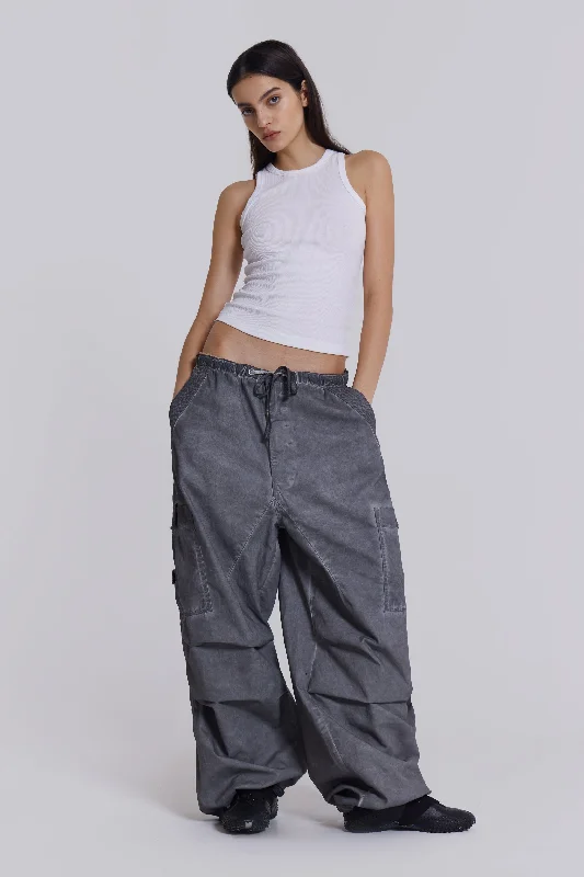 Black Oil Wash Parachute Pants Cozy Lounge Pants