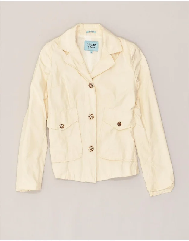 GUESS BY MARCIANO Womens 3 Button Blazer Jacket IT 40 Small Beige Zippered Jacket Buttoned Jacket Snapped Jacket GUESS BY MARCIANO Womens 3 Button Blazer Jacket IT 40 Small Beige Zippered Jacket Buttoned Jacket Snapped Jacket