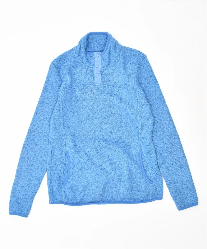 MOUNTAIN WAREHOUSE Womens Button Neck Jumper Sweater UK 12 Medium Blue Denim Fabric Leather Fabric Suede Fabric