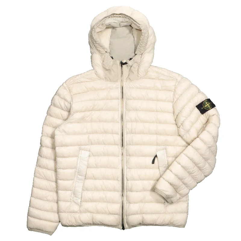 Garment Dyed Puffer Jacket Zip Front Button Front Snap Front