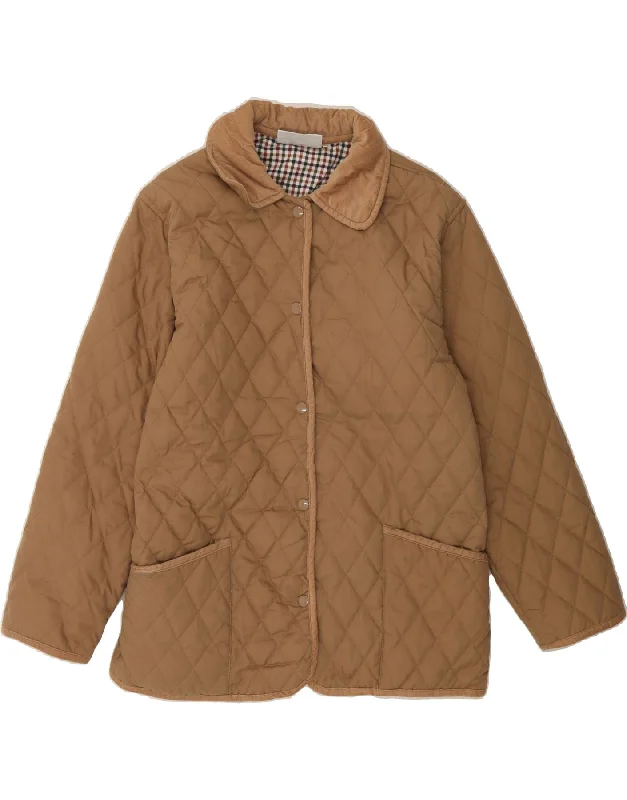 VINTAGE Womens Quilted Jacket UK 14 Medium Brown Polyester Nylon Fabric Polyester Fabric Spandex Fabric VINTAGE Womens Quilted Jacket UK 14 Medium Brown Polyester Nylon Fabric Polyester Fabric Spandex Fabric