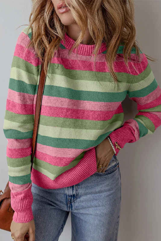 Watermelon Striped Sweater Lace Blend Ribbed Blend Corduroy Blend