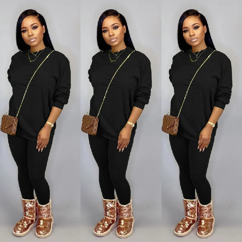 womens winter 2 piece long sleeve sets fall two piece pants set women clothing 2022 Relaxed Lounge Trousers