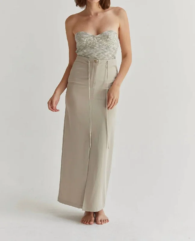 Jayda Maxi Skirt In Taupe low waist skirt
