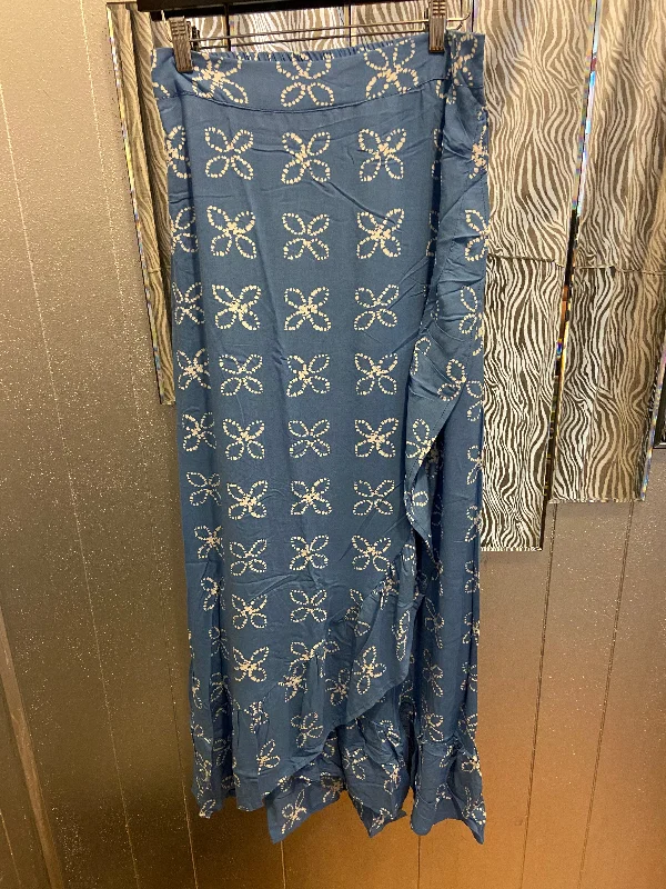 Shibori long wrap skirt in blue leather skirt bold