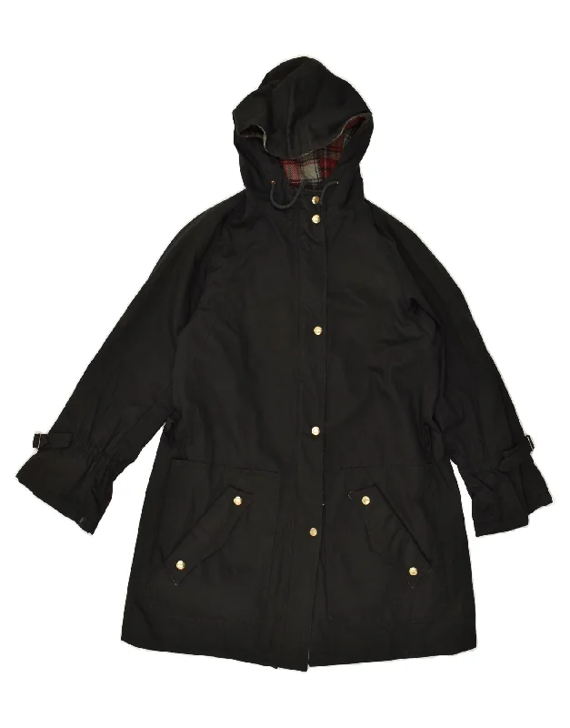 VINTAGE Womens Hooded Utility Jacket EU 44 XL Black Polyester Striped Jacket Polka Dot Jacket Floral Jacket VINTAGE Womens Hooded Utility Jacket EU 44 XL Black Polyester Striped Jacket Polka Dot Jacket Floral Jacket