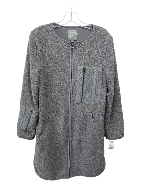 209 Wst Size S Grey Polyester Teddy Zip Breast Pocket Cable Knit Jacket Faux Fur Jacket Real Fur Jacket Shearling Jacket 209 Wst Size S Grey Polyester Teddy Zip Breast Pocket Cable Knit Jacket Faux Fur Jacket Real Fur Jacket Shearling Jacket