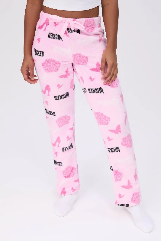 Wicked Butterfly Printed Plush Pajama Pants Slim-Fit Leggings