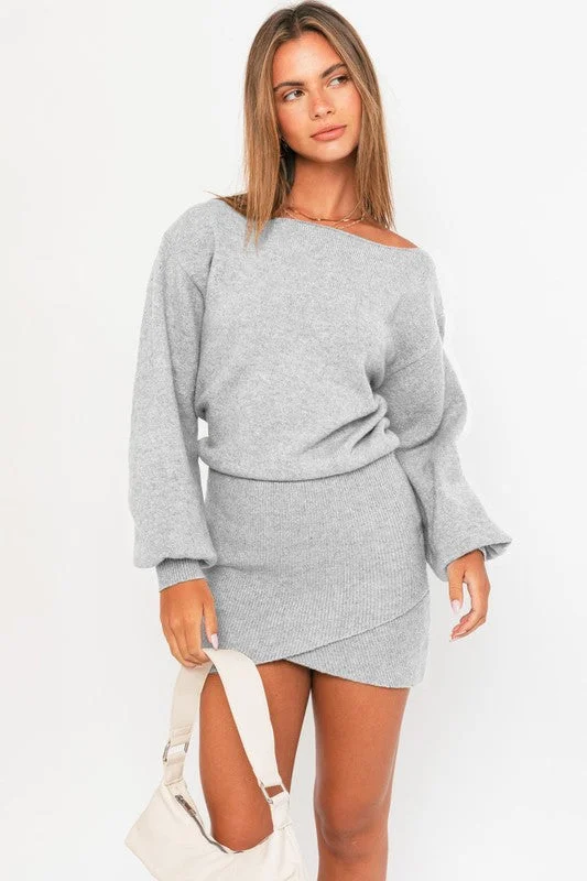 All In Sweater Dress Hooded Sweater Collared Sweater Shawl Collar
