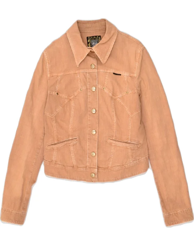 VINTAGE Womens Denim Jacket IT 46 Large Beige Cotton Tailored Jacket Straight Jacket A-Line Jacket VINTAGE Womens Denim Jacket IT 46 Large Beige Cotton Tailored Jacket Straight Jacket A-Line Jacket