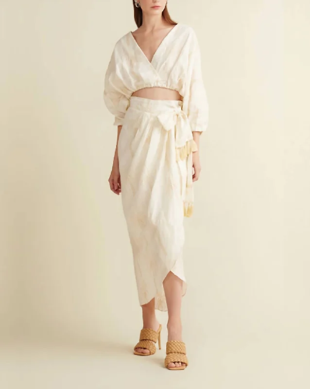 Formentara Wrap Skirt In Beige leather skirt sleek