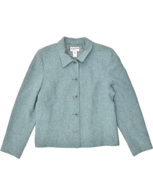 PENDLETON Womens 5 Button Blazer Jacket UK 14 Medium Blue Herringbone Faux Fur Jacket Real Fur Jacket Shearling Jacket PENDLETON Womens 5 Button Blazer Jacket UK 14 Medium Blue Herringbone Faux Fur Jacket Real Fur Jacket Shearling Jacket