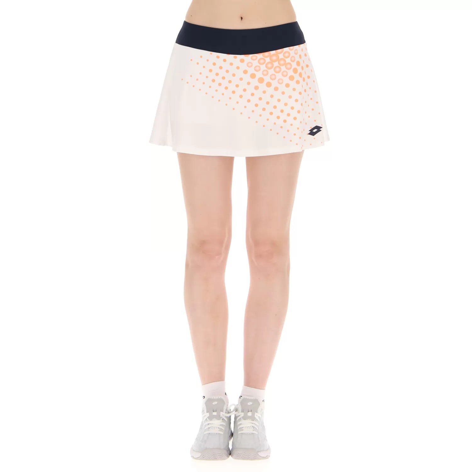 Lotto Top IV Skirt (Women's) - Bright White/Orange Beat asymmetrical skirt cut
