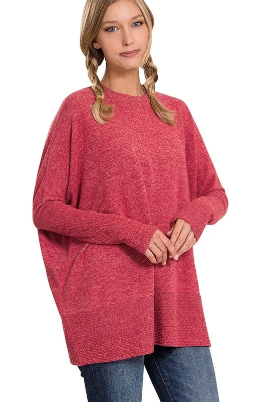 Zenana Free Flowing Fall Sweater - Ruby Rayon Fabric Velvet Fabric Corduroy Fabric