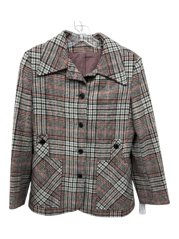 Devon Hall Size Small White, Gray, Orange Wool Blend Long Sleeve Jacket Fitted Jacket Loose Jacket Oversized Jacket Devon Hall Size Small White, Gray, Orange Wool Blend Long Sleeve Jacket Fitted Jacket Loose Jacket Oversized Jacket