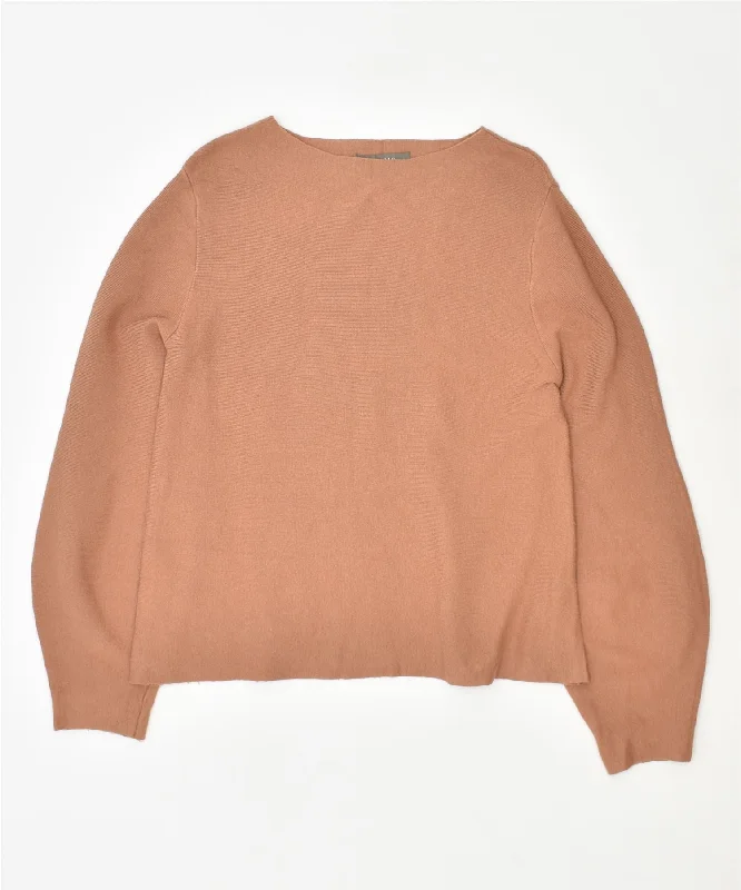 OASIS Womens Crew Neck Jumper Sweater UK 10 Small Brown Viscose Spandex Blend Rayon Blend Denim Blend