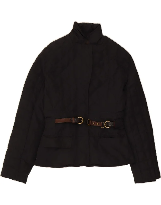 HENRY COTTONS Womens Quilted Jacket IT 44 Medium Navy Blue Polyester Wool Jacket Cashmere Jacket Tweed Jacket