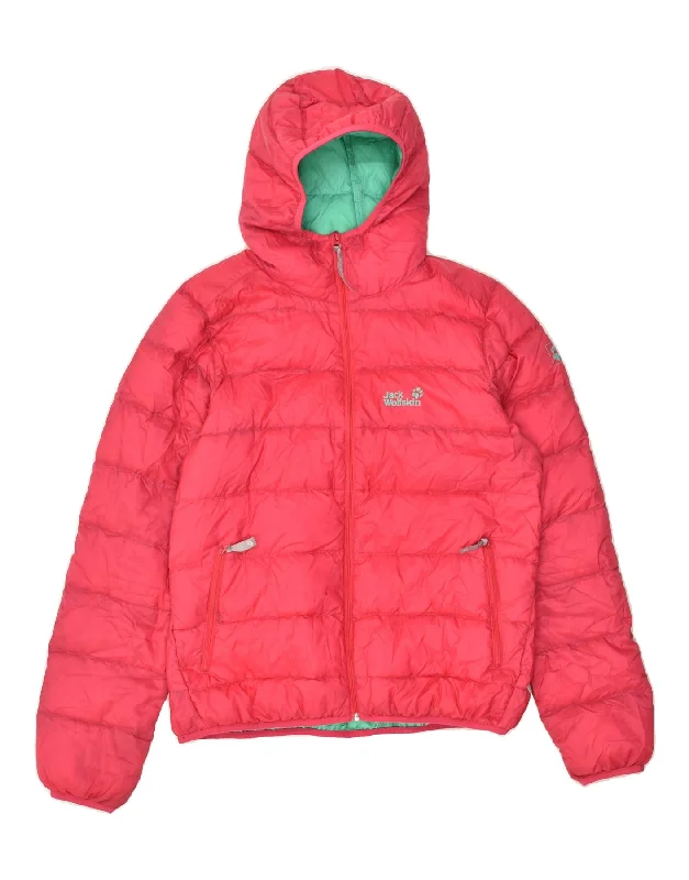 JACK WOLFSKIN Womens Hooded Padded Jacket UK 16 Large Red Polyester Embroidered Jacket Appliqued Jacket Beaded Jacket JACK WOLFSKIN Womens Hooded Padded Jacket UK 16 Large Red Polyester Embroidered Jacket Appliqued Jacket Beaded Jacket