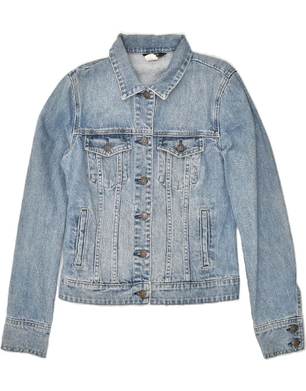 J. CREW Womens Denim Jacket US 8 Medium Blue Cotton Hooded Jacket Caped Jacket Shawl Collar Jacket J. CREW Womens Denim Jacket US 8 Medium Blue Cotton Hooded Jacket Caped Jacket Shawl Collar Jacket