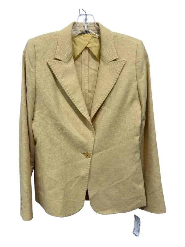 Max Mara Size 6 Yellow Wool & Cashmere 1 Button Blazer Jacket Satin Jacket Silk Jacket Chiffon Jacket Max Mara Size 6 Yellow Wool & Cashmere 1 Button Blazer Jacket Satin Jacket Silk Jacket Chiffon Jacket