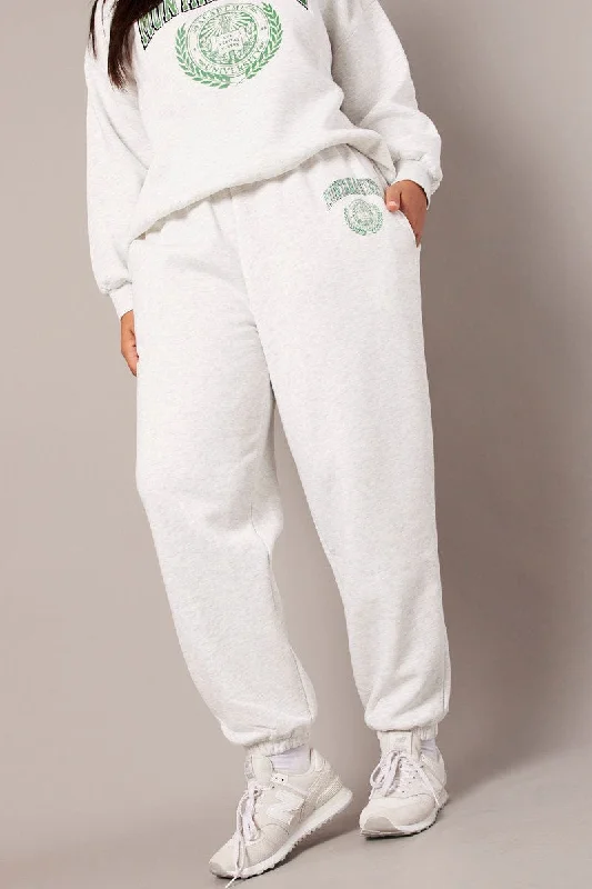 Grey Track Pants High Rise Cozy Fitted Pants